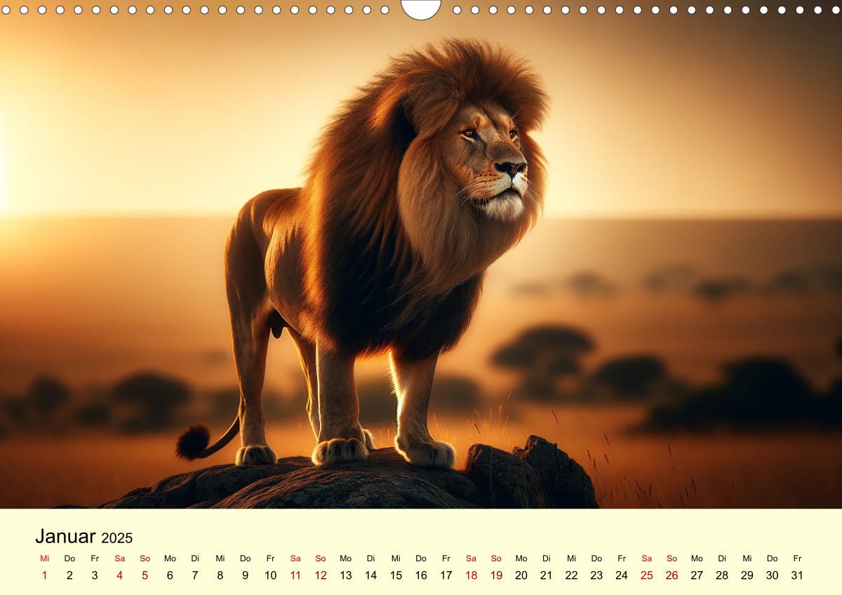 Majestätische Löwen - Die Herrscher der Wildnis - Januar