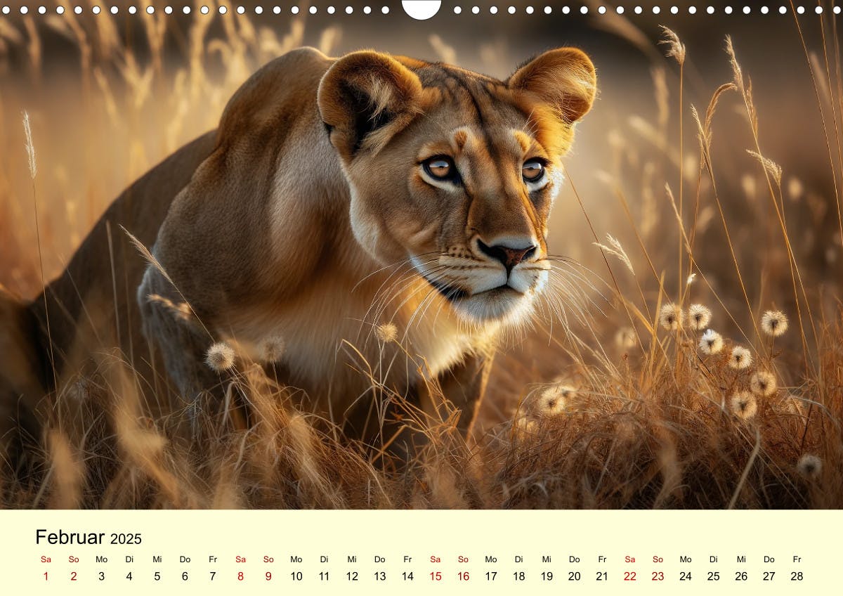 Majestätische Löwen - Die Herrscher der Wildnis - Februar